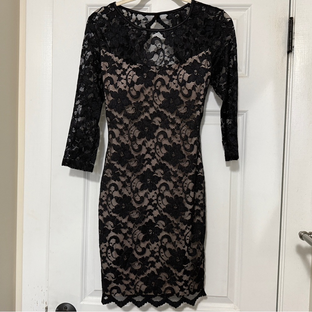 Emerald Sundae Black and Nude Lace Dress